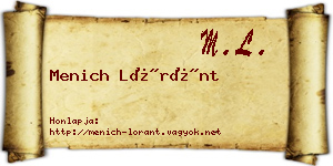 Menich Lóránt névjegykártya